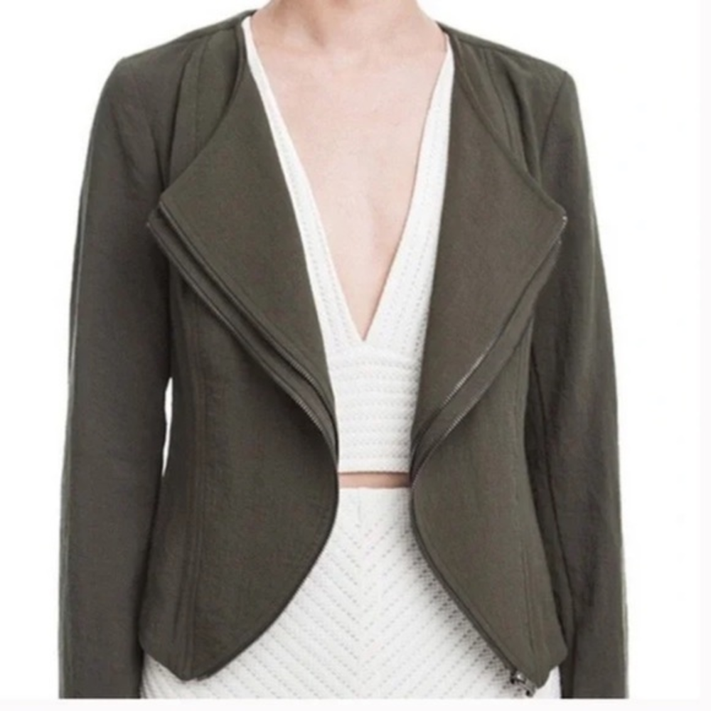 Nordstrom Lush green zipper blazer jacket size M